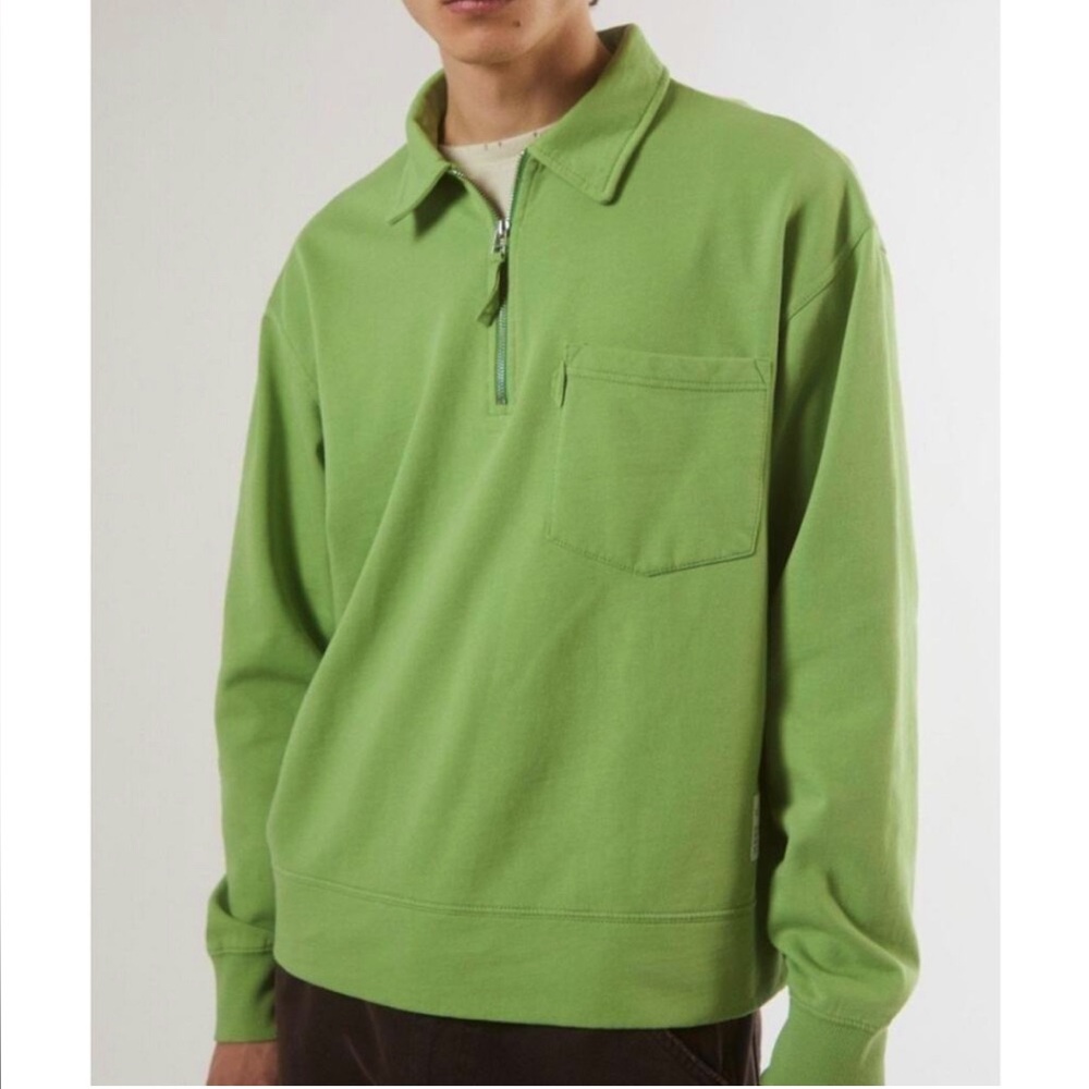 NWT UO Quarter Zip Cotton Pullover Sweatshirt BDG Lime Green